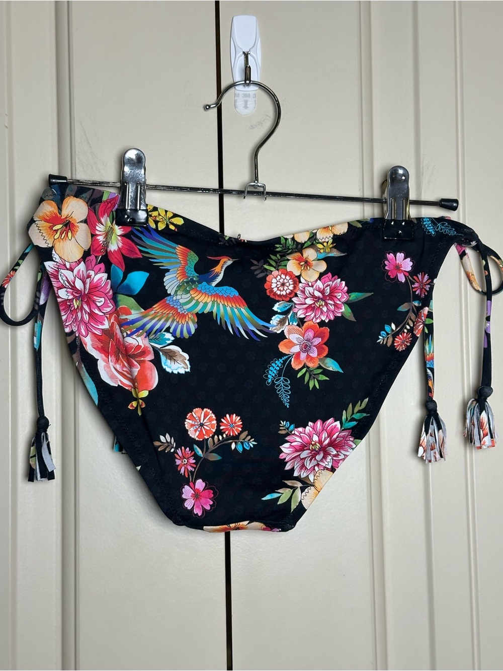 Johnny Was Peacock Low Rise Bikini Bottom Self Tie Sides Floral Print Size Small - Picture 6 of 11